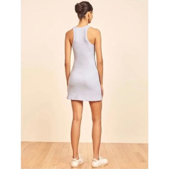 EUC Reformation Paso Knit Mini Dress Light Blue Ribbed Button Front Tank Small - Picture 5 of 15